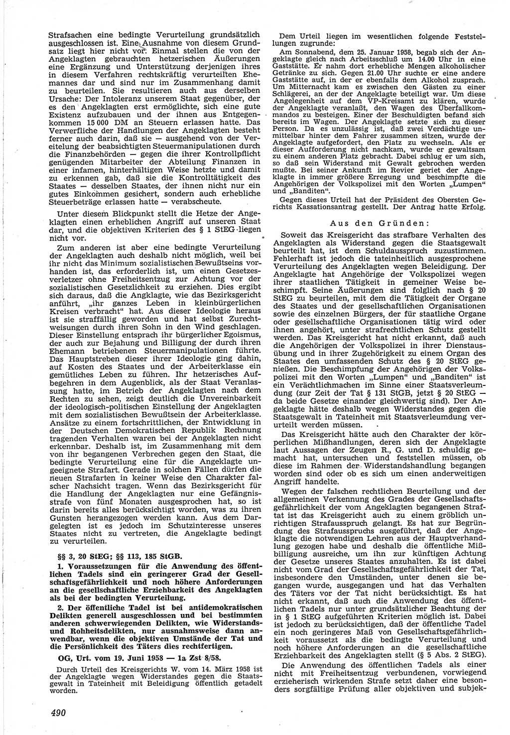 Neue Justiz (NJ), Zeitschrift für Recht und Rechtswissenschaft [Deutsche Demokratische Republik (DDR)], 12. Jahrgang 1958, Seite 490 (NJ DDR 1958, S. 490)