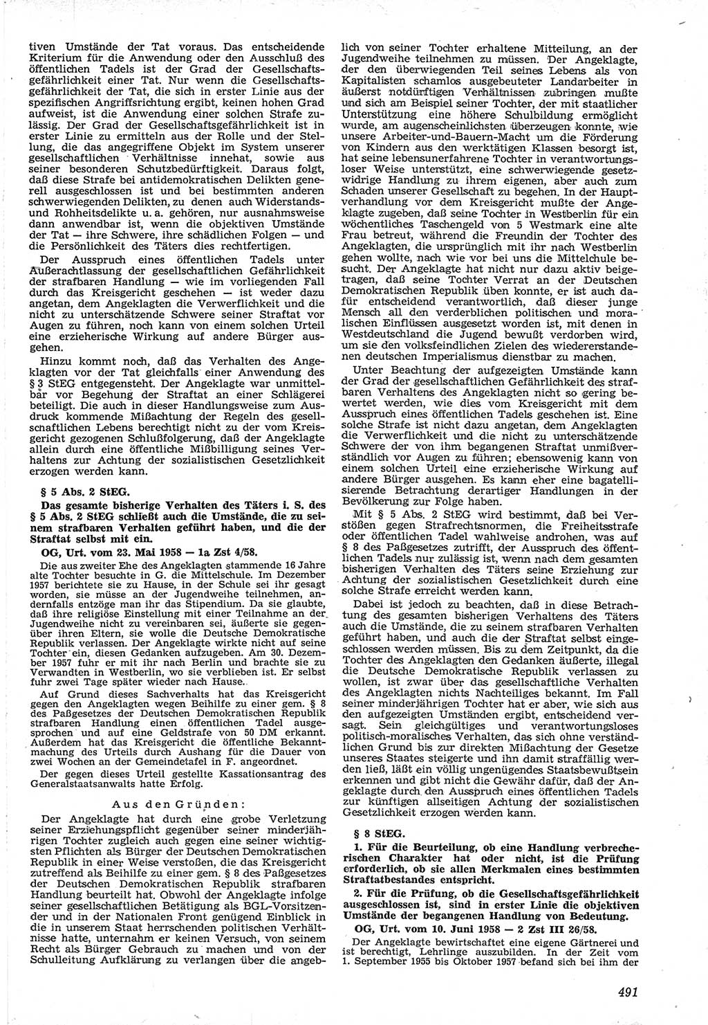 Neue Justiz (NJ), Zeitschrift für Recht und Rechtswissenschaft [Deutsche Demokratische Republik (DDR)], 12. Jahrgang 1958, Seite 491 (NJ DDR 1958, S. 491)