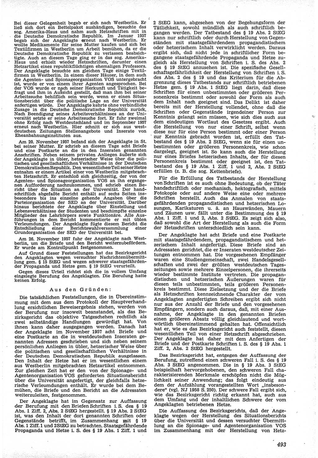 Neue Justiz (NJ), Zeitschrift für Recht und Rechtswissenschaft [Deutsche Demokratische Republik (DDR)], 12. Jahrgang 1958, Seite 493 (NJ DDR 1958, S. 493)