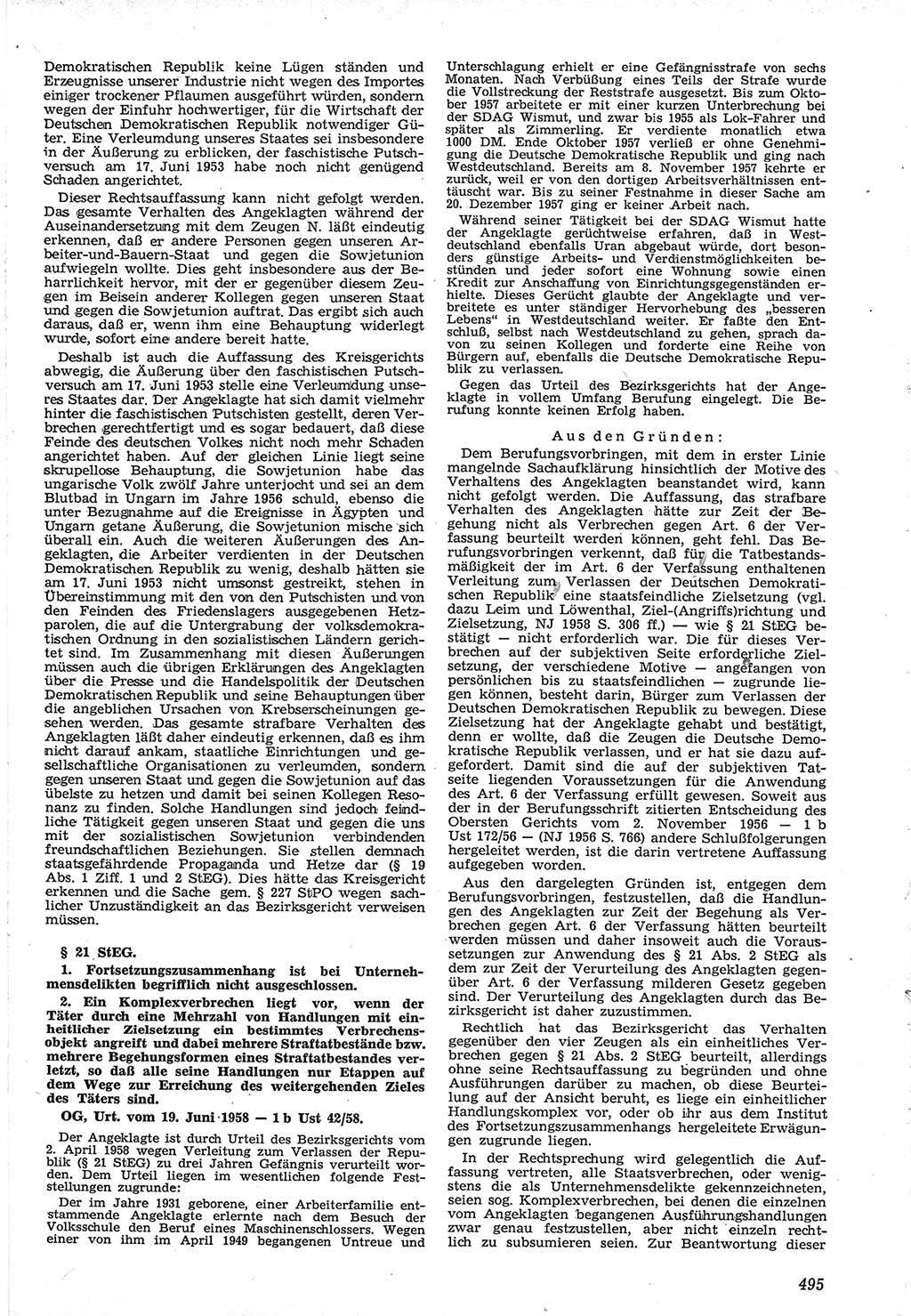 Neue Justiz (NJ), Zeitschrift für Recht und Rechtswissenschaft [Deutsche Demokratische Republik (DDR)], 12. Jahrgang 1958, Seite 495 (NJ DDR 1958, S. 495)