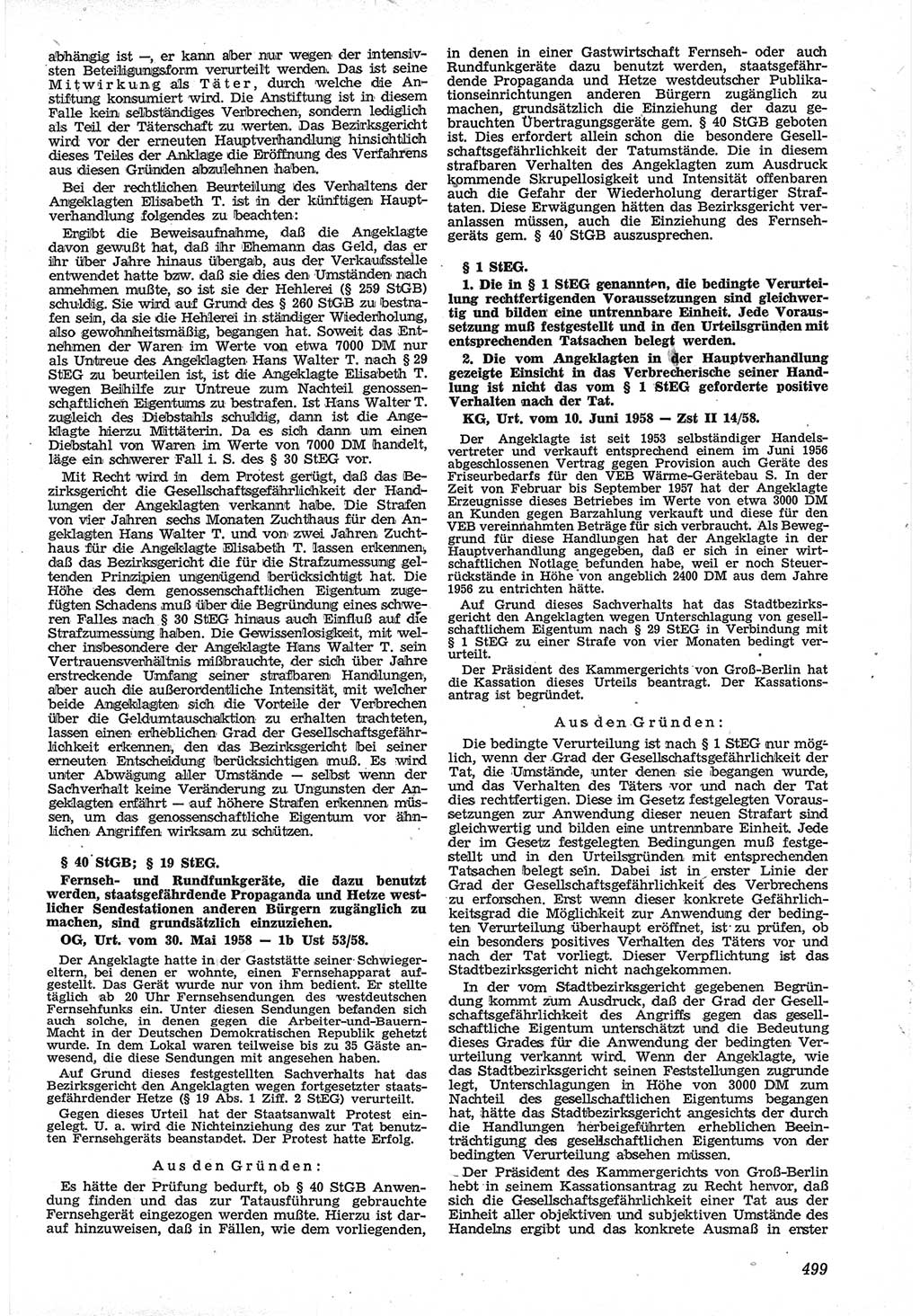 Neue Justiz (NJ), Zeitschrift für Recht und Rechtswissenschaft [Deutsche Demokratische Republik (DDR)], 12. Jahrgang 1958, Seite 499 (NJ DDR 1958, S. 499)