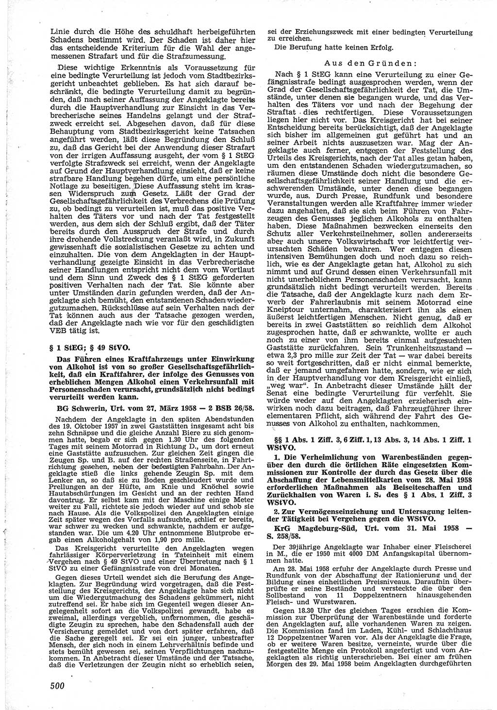 Neue Justiz (NJ), Zeitschrift für Recht und Rechtswissenschaft [Deutsche Demokratische Republik (DDR)], 12. Jahrgang 1958, Seite 500 (NJ DDR 1958, S. 500)