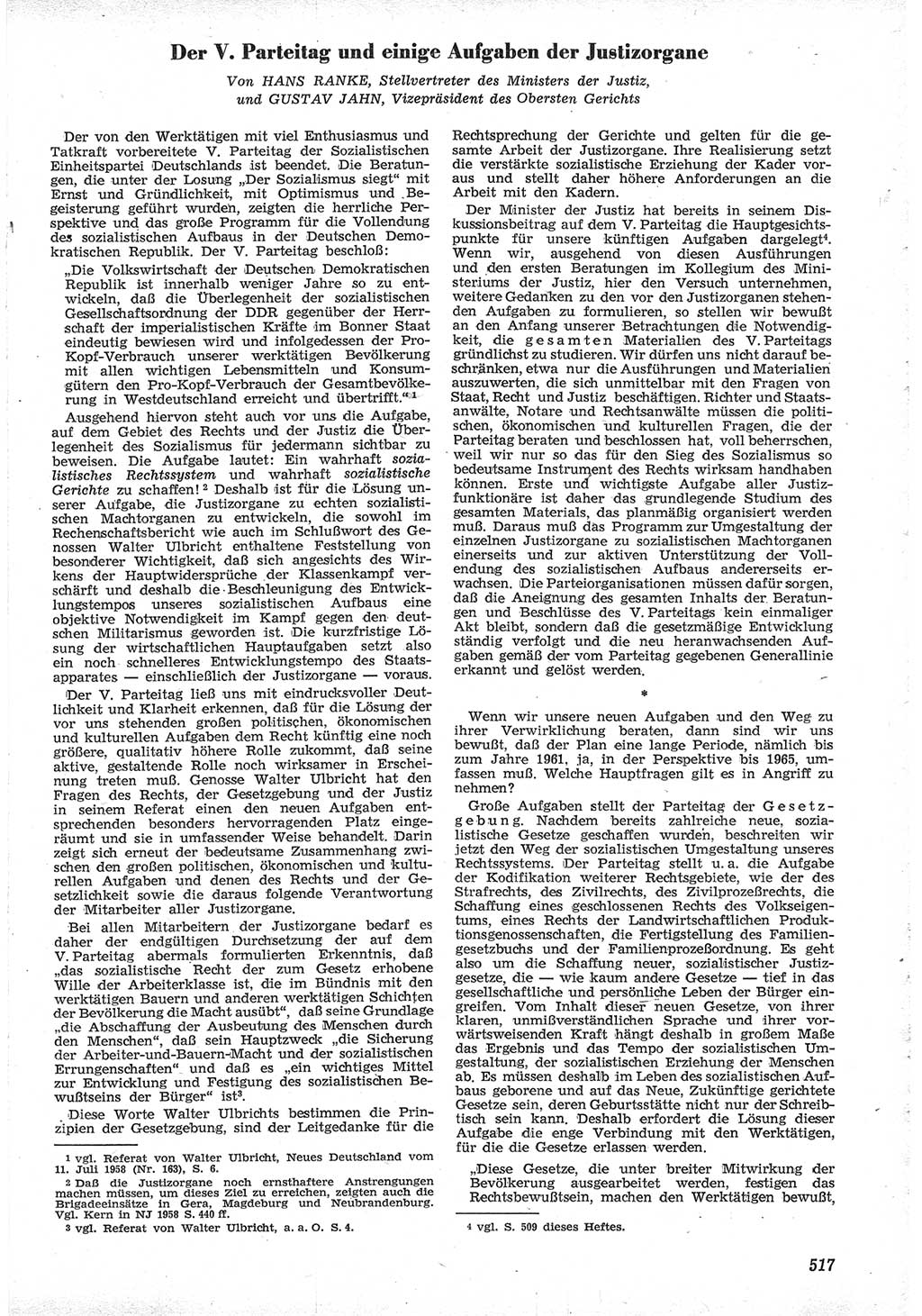 Neue Justiz (NJ), Zeitschrift für Recht und Rechtswissenschaft [Deutsche Demokratische Republik (DDR)], 12. Jahrgang 1958, Seite 517 (NJ DDR 1958, S. 517)