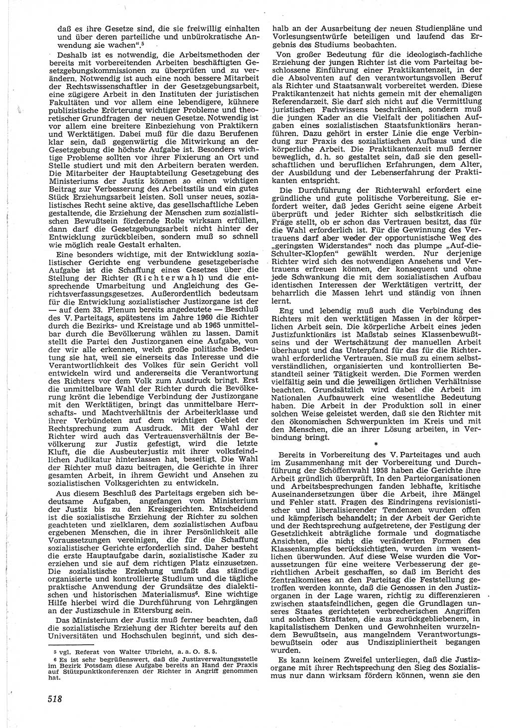 Neue Justiz (NJ), Zeitschrift für Recht und Rechtswissenschaft [Deutsche Demokratische Republik (DDR)], 12. Jahrgang 1958, Seite 518 (NJ DDR 1958, S. 518)