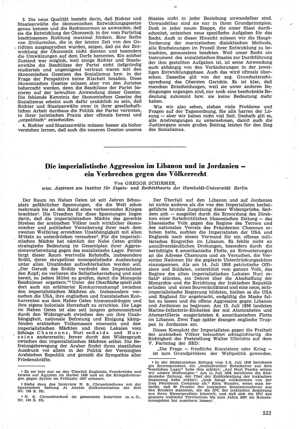 Neue Justiz (NJ), Zeitschrift für Recht und Rechtswissenschaft [Deutsche Demokratische Republik (DDR)], 12. Jahrgang 1958, Seite 523 (NJ DDR 1958, S. 523)