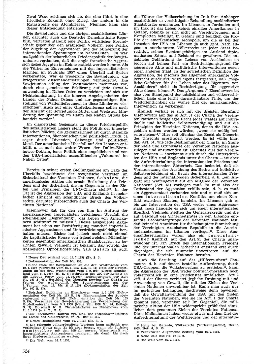 Neue Justiz (NJ), Zeitschrift für Recht und Rechtswissenschaft [Deutsche Demokratische Republik (DDR)], 12. Jahrgang 1958, Seite 524 (NJ DDR 1958, S. 524)