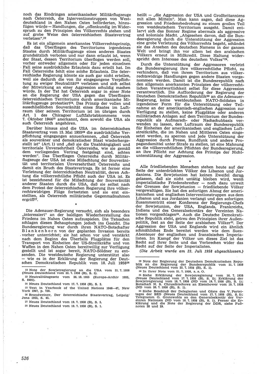 Neue Justiz (NJ), Zeitschrift für Recht und Rechtswissenschaft [Deutsche Demokratische Republik (DDR)], 12. Jahrgang 1958, Seite 526 (NJ DDR 1958, S. 526)