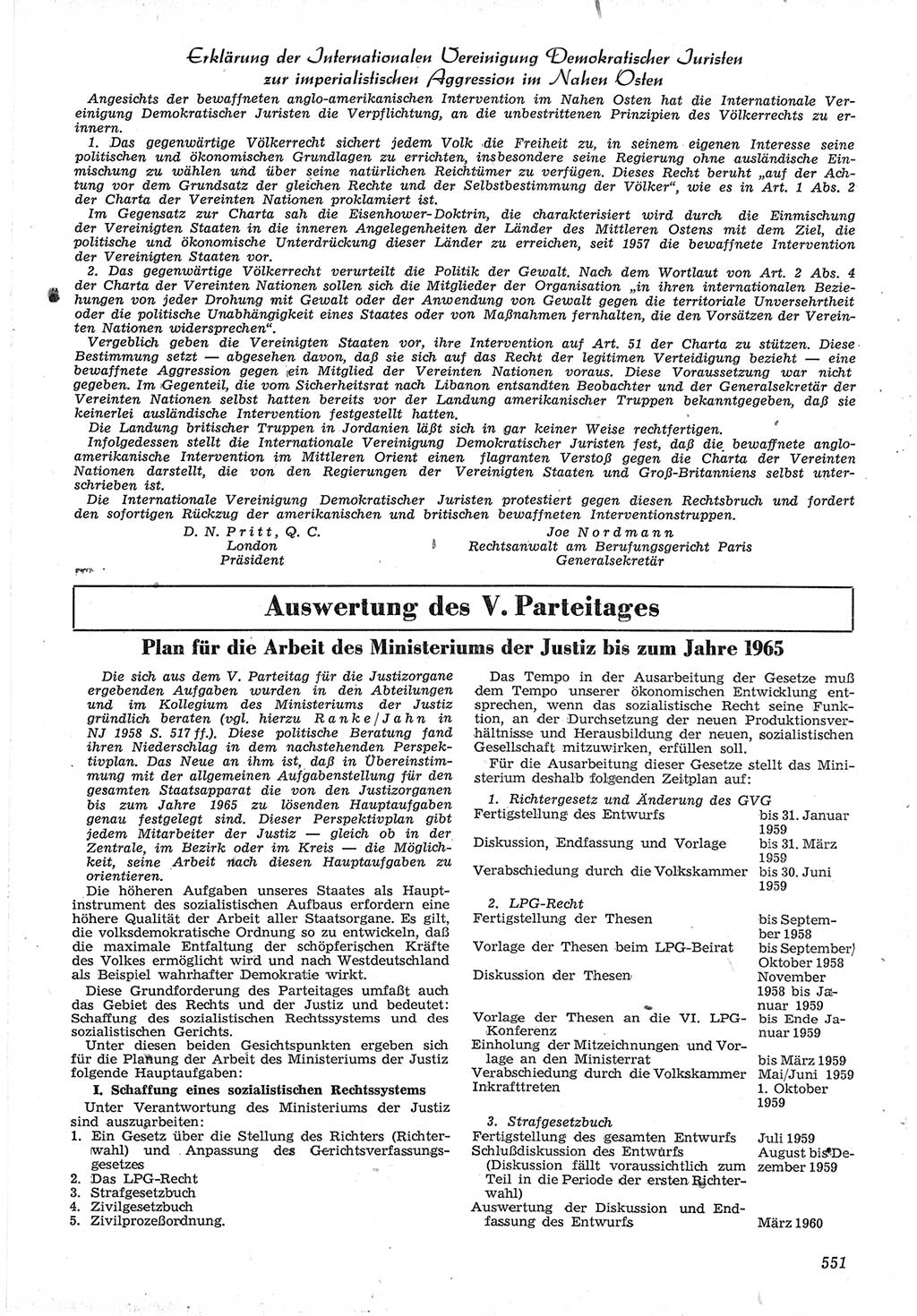 Neue Justiz (NJ), Zeitschrift für Recht und Rechtswissenschaft [Deutsche Demokratische Republik (DDR)], 12. Jahrgang 1958, Seite 551 (NJ DDR 1958, S. 551)