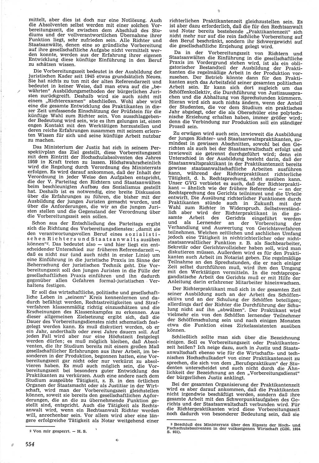 Neue Justiz (NJ), Zeitschrift für Recht und Rechtswissenschaft [Deutsche Demokratische Republik (DDR)], 12. Jahrgang 1958, Seite 554 (NJ DDR 1958, S. 554)