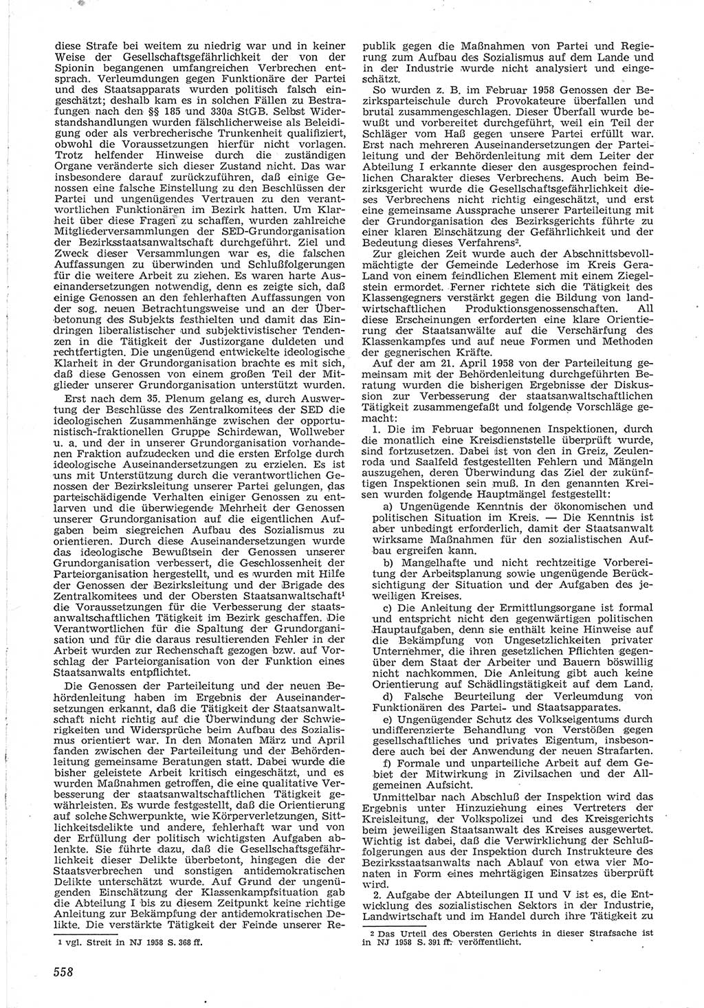 Neue Justiz (NJ), Zeitschrift für Recht und Rechtswissenschaft [Deutsche Demokratische Republik (DDR)], 12. Jahrgang 1958, Seite 558 (NJ DDR 1958, S. 558)
