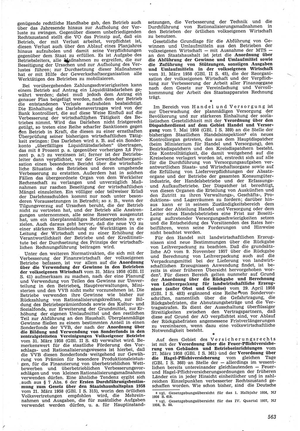 Neue Justiz (NJ), Zeitschrift für Recht und Rechtswissenschaft [Deutsche Demokratische Republik (DDR)], 12. Jahrgang 1958, Seite 563 (NJ DDR 1958, S. 563)