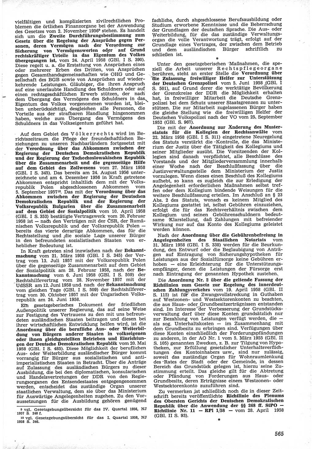 Neue Justiz (NJ), Zeitschrift für Recht und Rechtswissenschaft [Deutsche Demokratische Republik (DDR)], 12. Jahrgang 1958, Seite 565 (NJ DDR 1958, S. 565)