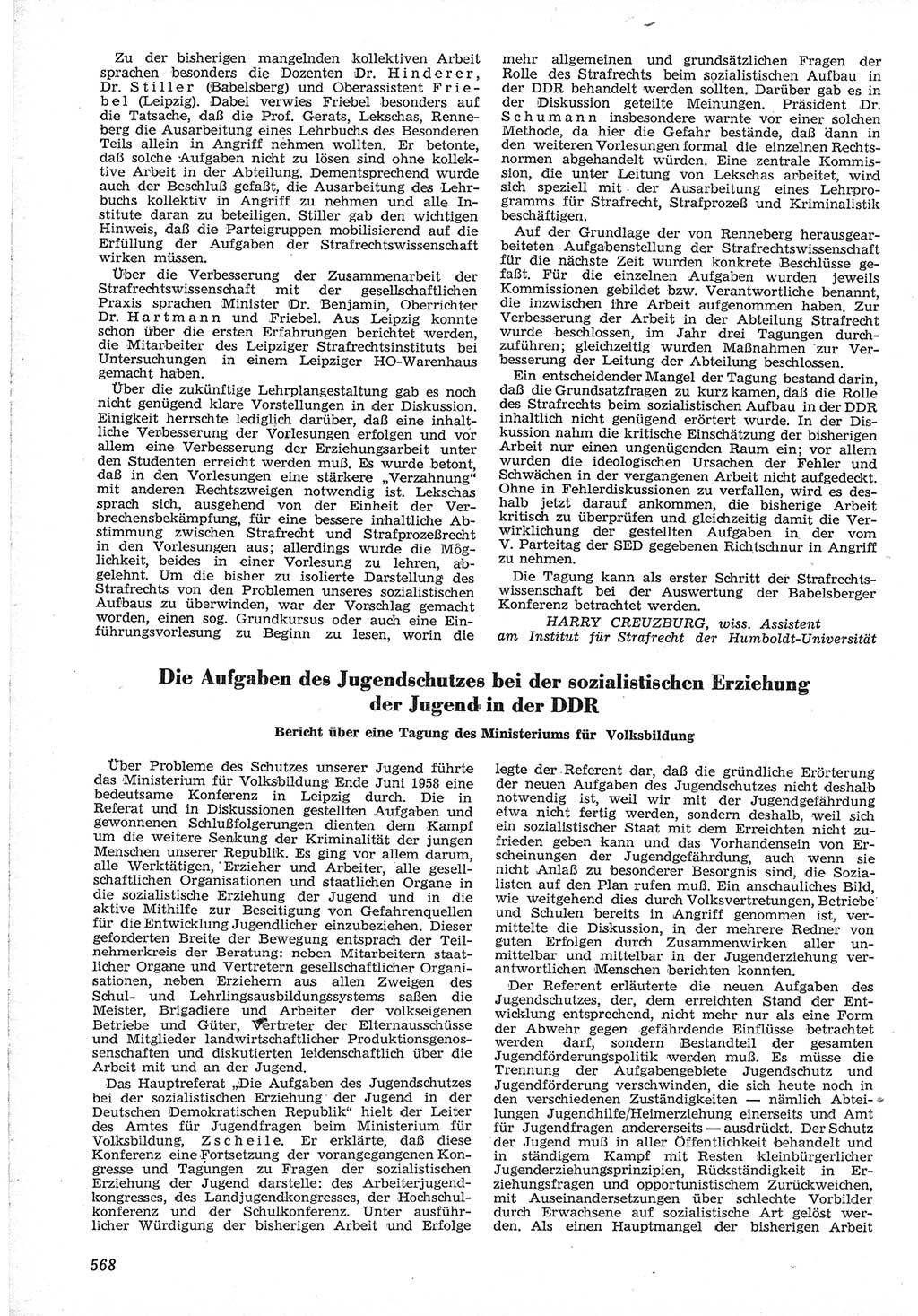 Neue Justiz (NJ), Zeitschrift für Recht und Rechtswissenschaft [Deutsche Demokratische Republik (DDR)], 12. Jahrgang 1958, Seite 568 (NJ DDR 1958, S. 568)
