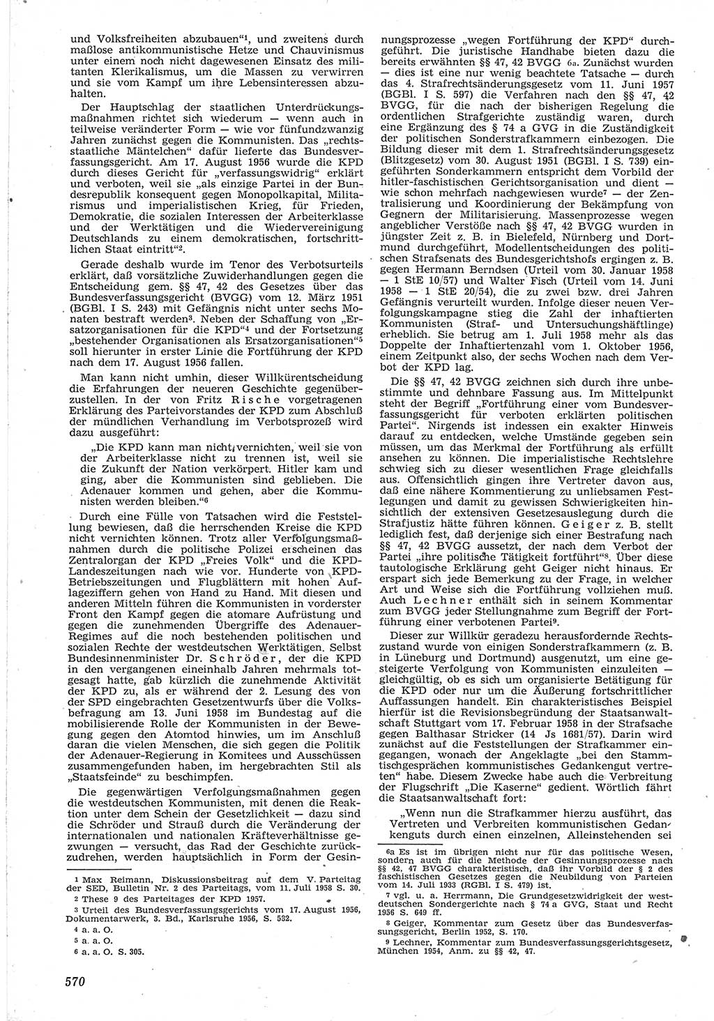 Neue Justiz (NJ), Zeitschrift für Recht und Rechtswissenschaft [Deutsche Demokratische Republik (DDR)], 12. Jahrgang 1958, Seite 570 (NJ DDR 1958, S. 570)