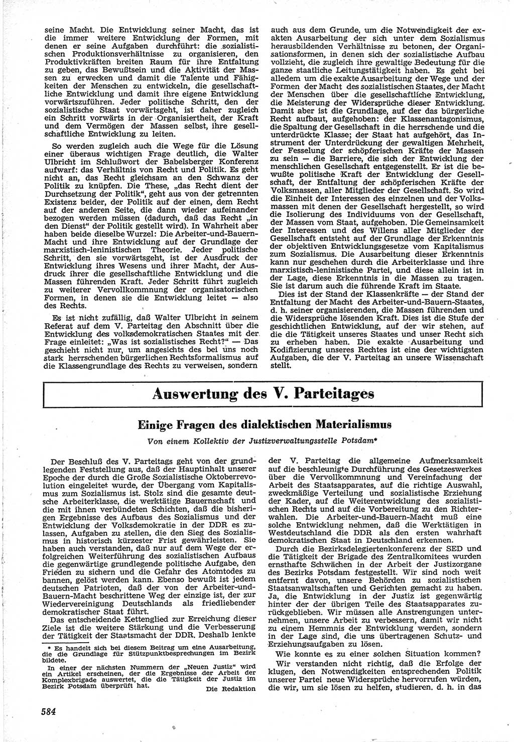 Neue Justiz (NJ), Zeitschrift für Recht und Rechtswissenschaft [Deutsche Demokratische Republik (DDR)], 12. Jahrgang 1958, Seite 584 (NJ DDR 1958, S. 584)