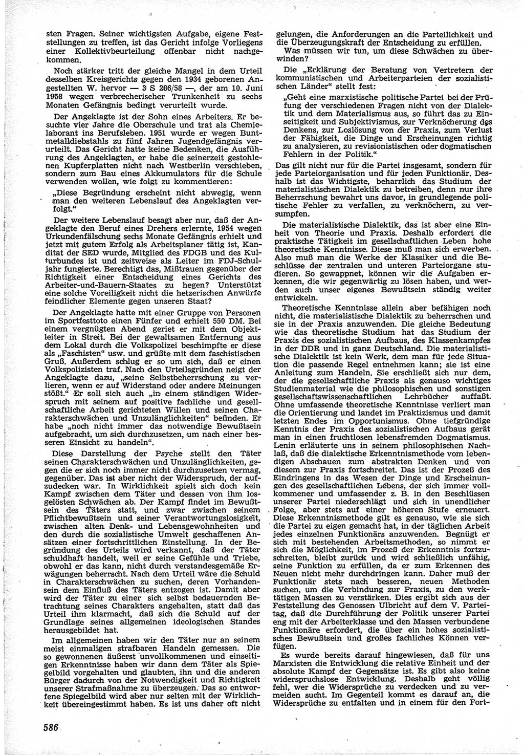 Neue Justiz (NJ), Zeitschrift für Recht und Rechtswissenschaft [Deutsche Demokratische Republik (DDR)], 12. Jahrgang 1958, Seite 586 (NJ DDR 1958, S. 586)
