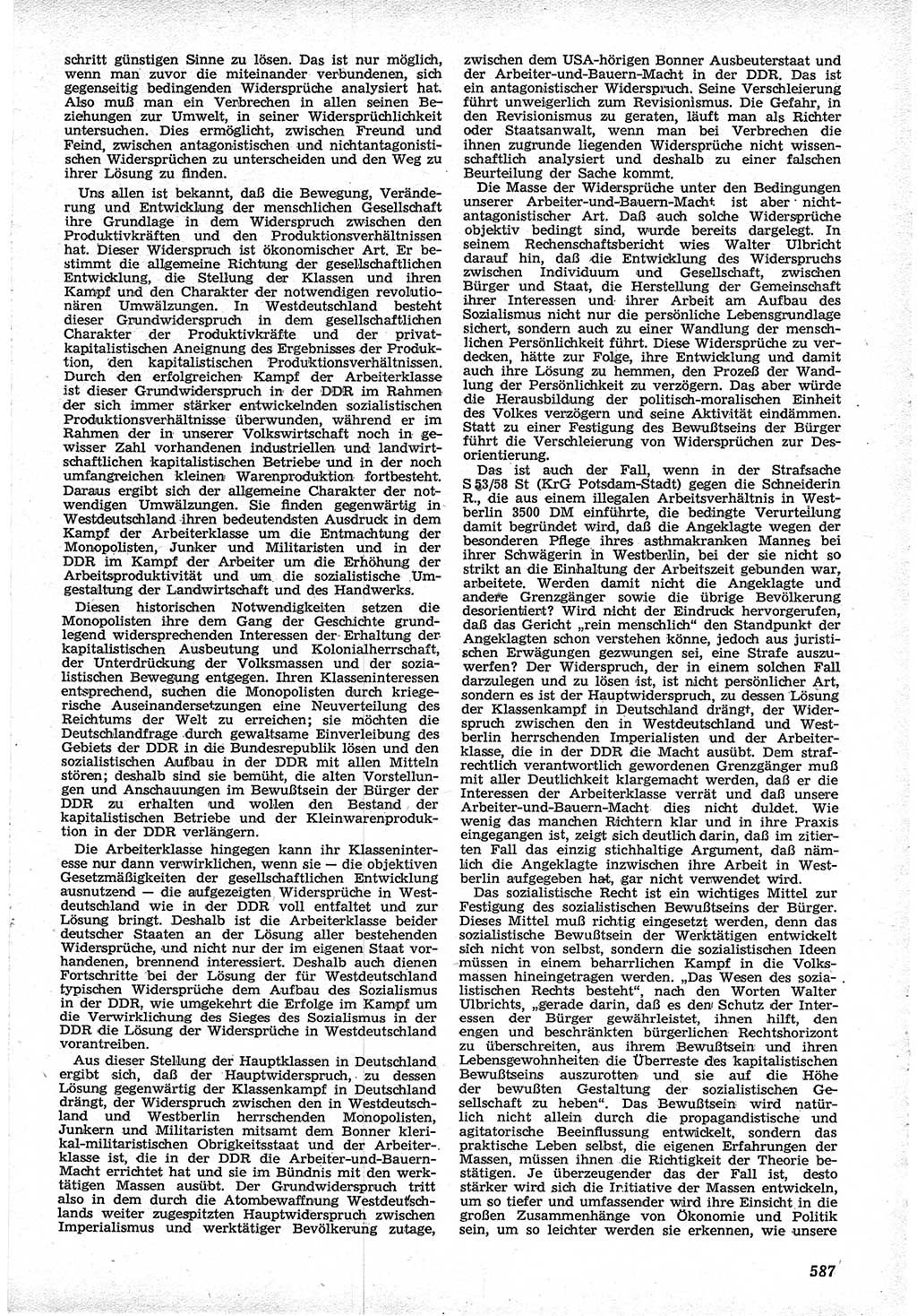 Neue Justiz (NJ), Zeitschrift für Recht und Rechtswissenschaft [Deutsche Demokratische Republik (DDR)], 12. Jahrgang 1958, Seite 587 (NJ DDR 1958, S. 587)
