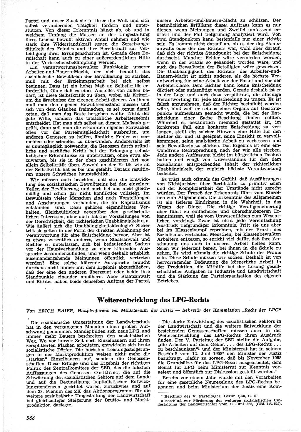 Neue Justiz (NJ), Zeitschrift für Recht und Rechtswissenschaft [Deutsche Demokratische Republik (DDR)], 12. Jahrgang 1958, Seite 588 (NJ DDR 1958, S. 588)