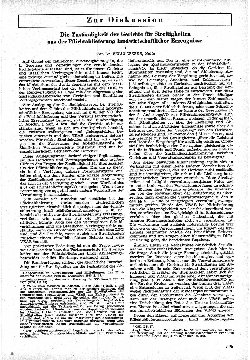 Neue Justiz (NJ), Zeitschrift für Recht und Rechtswissenschaft [Deutsche Demokratische Republik (DDR)], 12. Jahrgang 1958, Seite 595 (NJ DDR 1958, S. 595)
