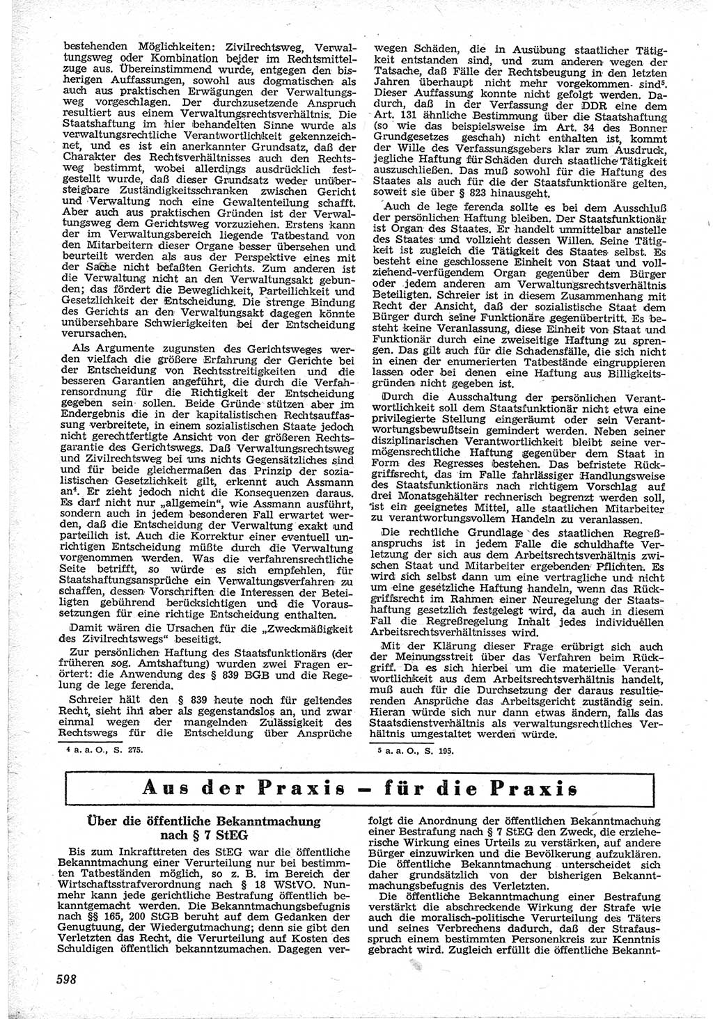 Neue Justiz (NJ), Zeitschrift für Recht und Rechtswissenschaft [Deutsche Demokratische Republik (DDR)], 12. Jahrgang 1958, Seite 598 (NJ DDR 1958, S. 598)