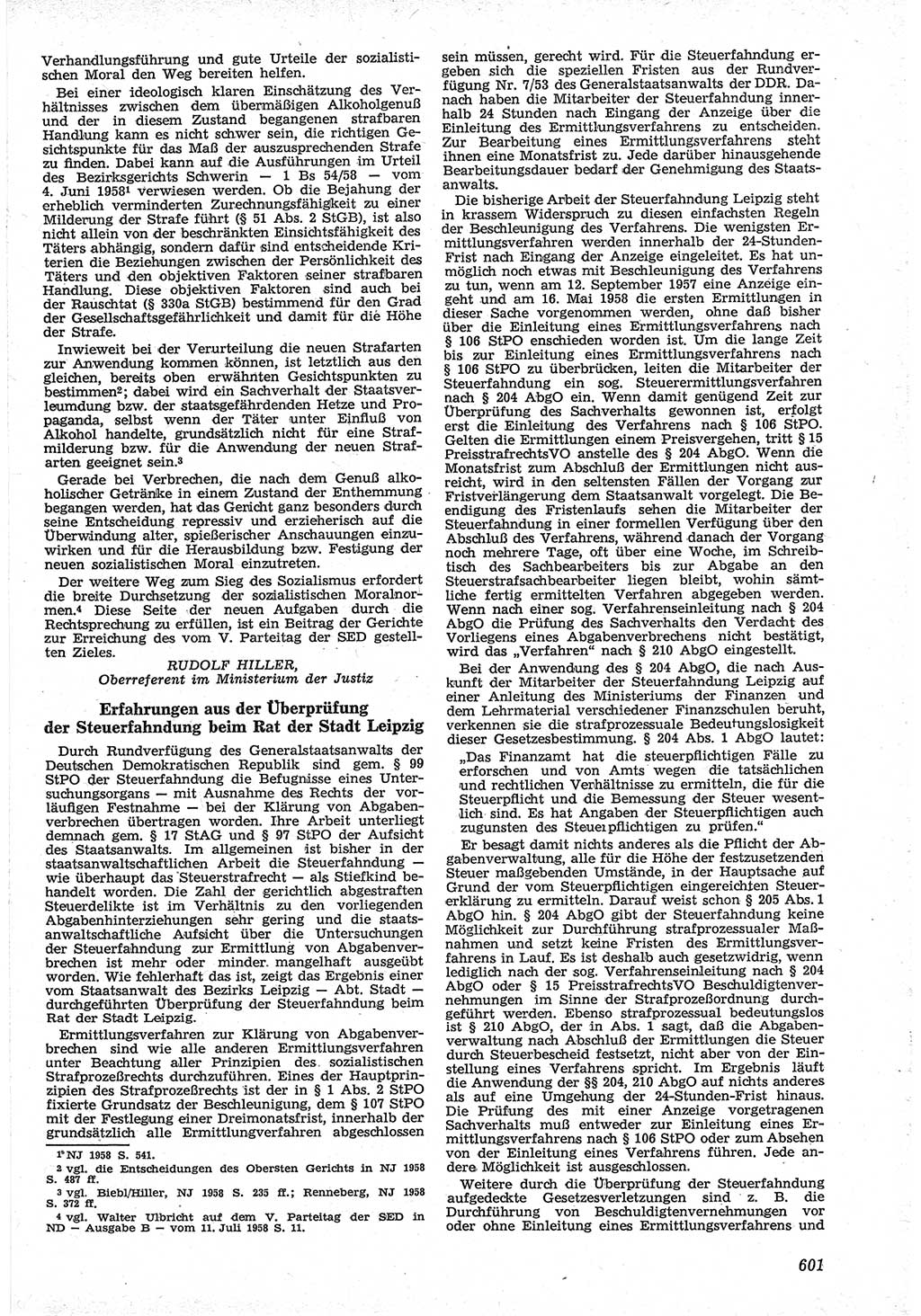 Neue Justiz (NJ), Zeitschrift für Recht und Rechtswissenschaft [Deutsche Demokratische Republik (DDR)], 12. Jahrgang 1958, Seite 601 (NJ DDR 1958, S. 601)