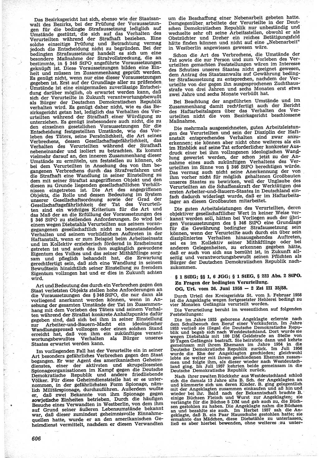 Neue Justiz (NJ), Zeitschrift für Recht und Rechtswissenschaft [Deutsche Demokratische Republik (DDR)], 12. Jahrgang 1958, Seite 606 (NJ DDR 1958, S. 606)