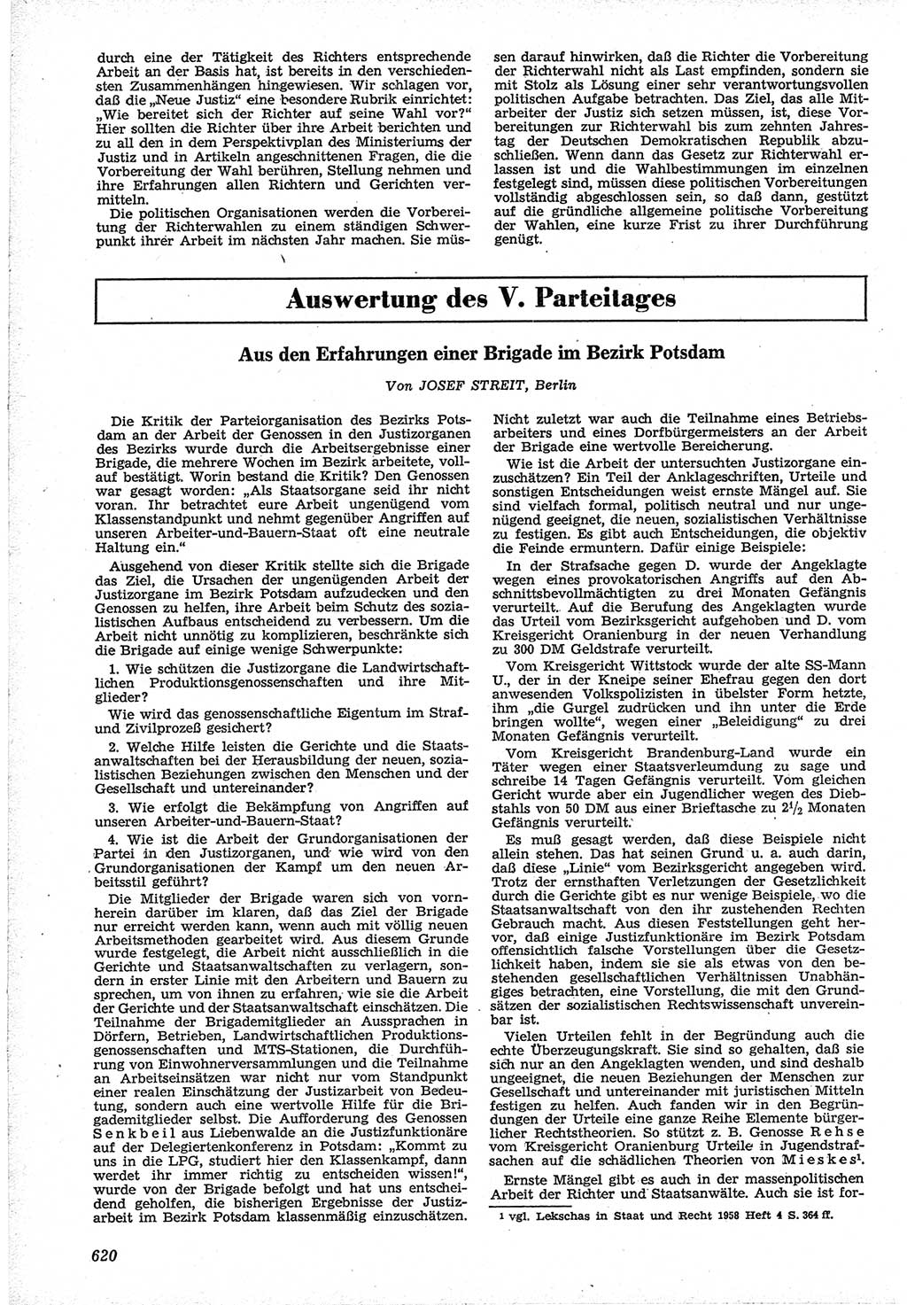 Neue Justiz (NJ), Zeitschrift für Recht und Rechtswissenschaft [Deutsche Demokratische Republik (DDR)], 12. Jahrgang 1958, Seite 620 (NJ DDR 1958, S. 620)