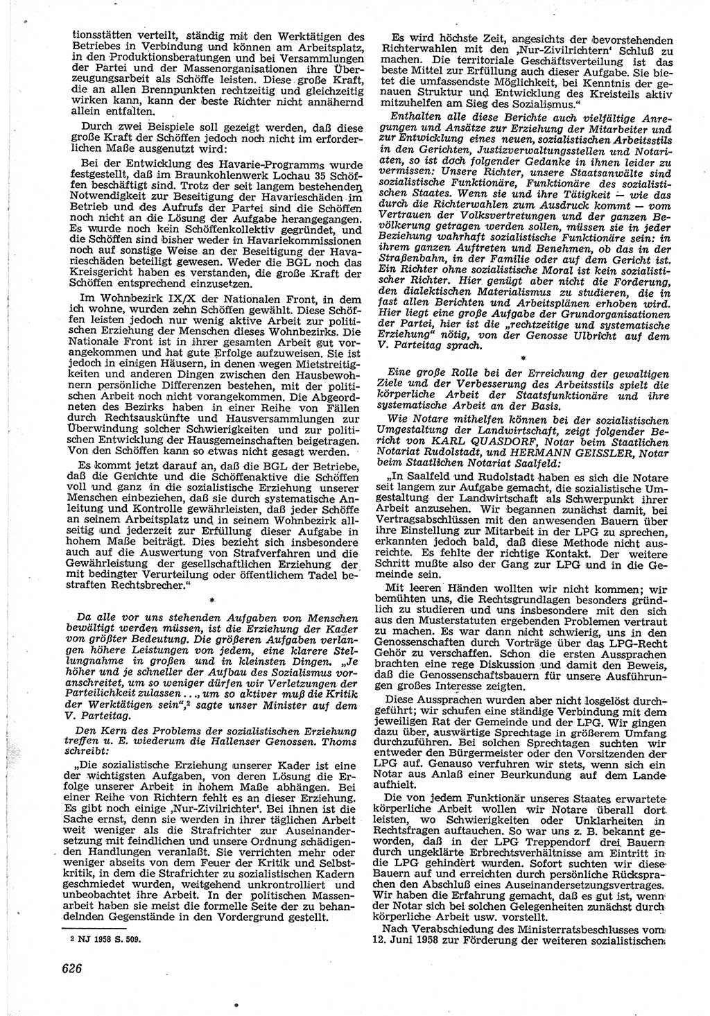 Neue Justiz (NJ), Zeitschrift für Recht und Rechtswissenschaft [Deutsche Demokratische Republik (DDR)], 12. Jahrgang 1958, Seite 626 (NJ DDR 1958, S. 626)