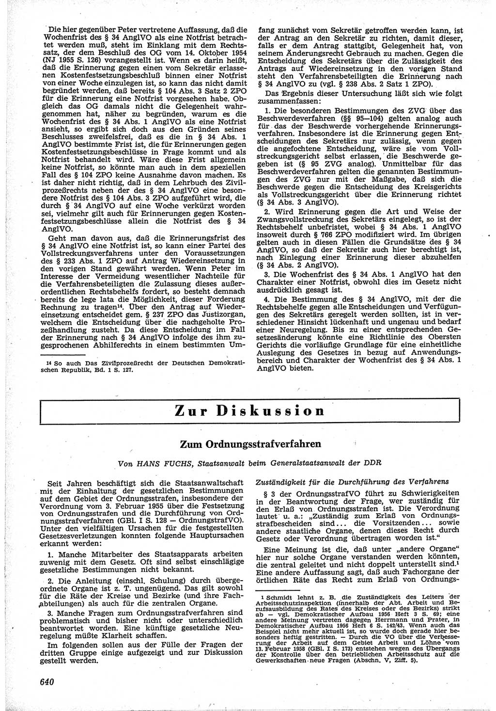 Neue Justiz (NJ), Zeitschrift für Recht und Rechtswissenschaft [Deutsche Demokratische Republik (DDR)], 12. Jahrgang 1958, Seite 640 (NJ DDR 1958, S. 640)