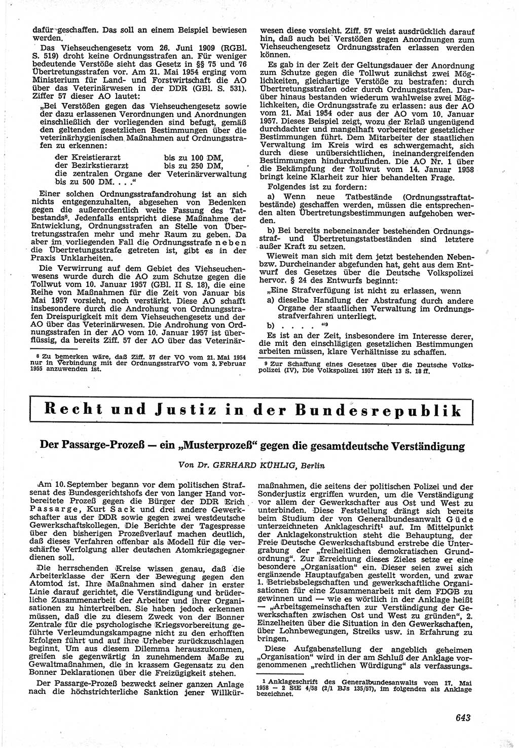 Neue Justiz (NJ), Zeitschrift für Recht und Rechtswissenschaft [Deutsche Demokratische Republik (DDR)], 12. Jahrgang 1958, Seite 643 (NJ DDR 1958, S. 643)