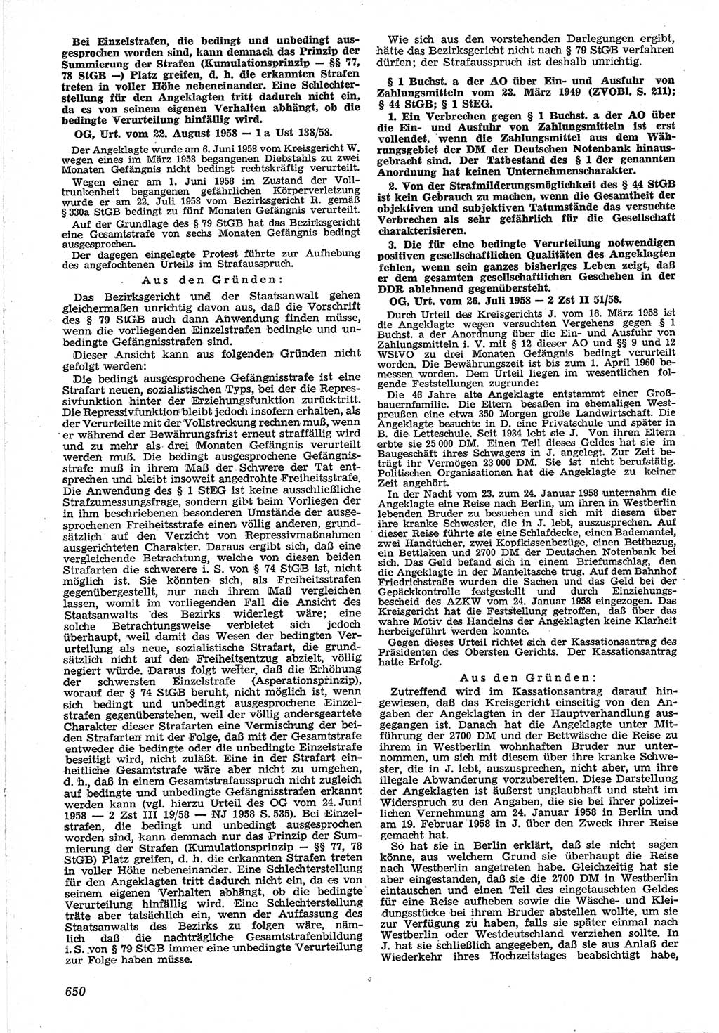 Neue Justiz (NJ), Zeitschrift für Recht und Rechtswissenschaft [Deutsche Demokratische Republik (DDR)], 12. Jahrgang 1958, Seite 650 (NJ DDR 1958, S. 650)