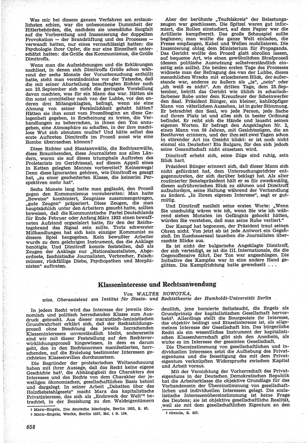 Neue Justiz (NJ), Zeitschrift für Recht und Rechtswissenschaft [Deutsche Demokratische Republik (DDR)], 12. Jahrgang 1958, Seite 658 (NJ DDR 1958, S. 658)