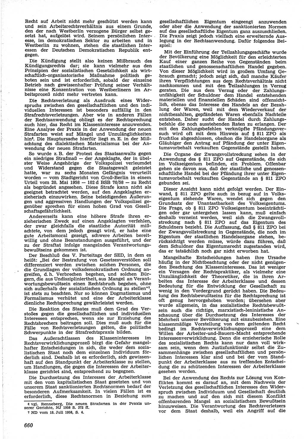 Neue Justiz (NJ), Zeitschrift für Recht und Rechtswissenschaft [Deutsche Demokratische Republik (DDR)], 12. Jahrgang 1958, Seite 660 (NJ DDR 1958, S. 660)