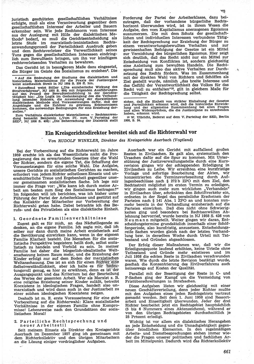 Neue Justiz (NJ), Zeitschrift für Recht und Rechtswissenschaft [Deutsche Demokratische Republik (DDR)], 12. Jahrgang 1958, Seite 661 (NJ DDR 1958, S. 661)