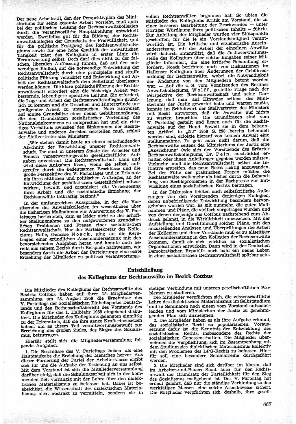 Neue Justiz (NJ), Zeitschrift für Recht und Rechtswissenschaft [Deutsche Demokratische Republik (DDR)], 12. Jahrgang 1958, Seite 667 (NJ DDR 1958, S. 667)