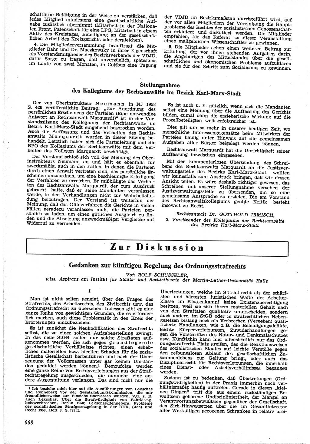 Neue Justiz (NJ), Zeitschrift für Recht und Rechtswissenschaft [Deutsche Demokratische Republik (DDR)], 12. Jahrgang 1958, Seite 668 (NJ DDR 1958, S. 668)