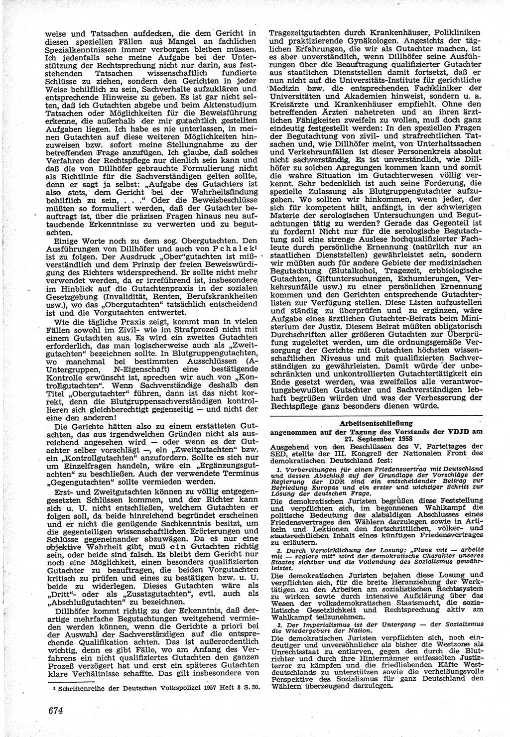 Neue Justiz (NJ), Zeitschrift für Recht und Rechtswissenschaft [Deutsche Demokratische Republik (DDR)], 12. Jahrgang 1958, Seite 674 (NJ DDR 1958, S. 674)