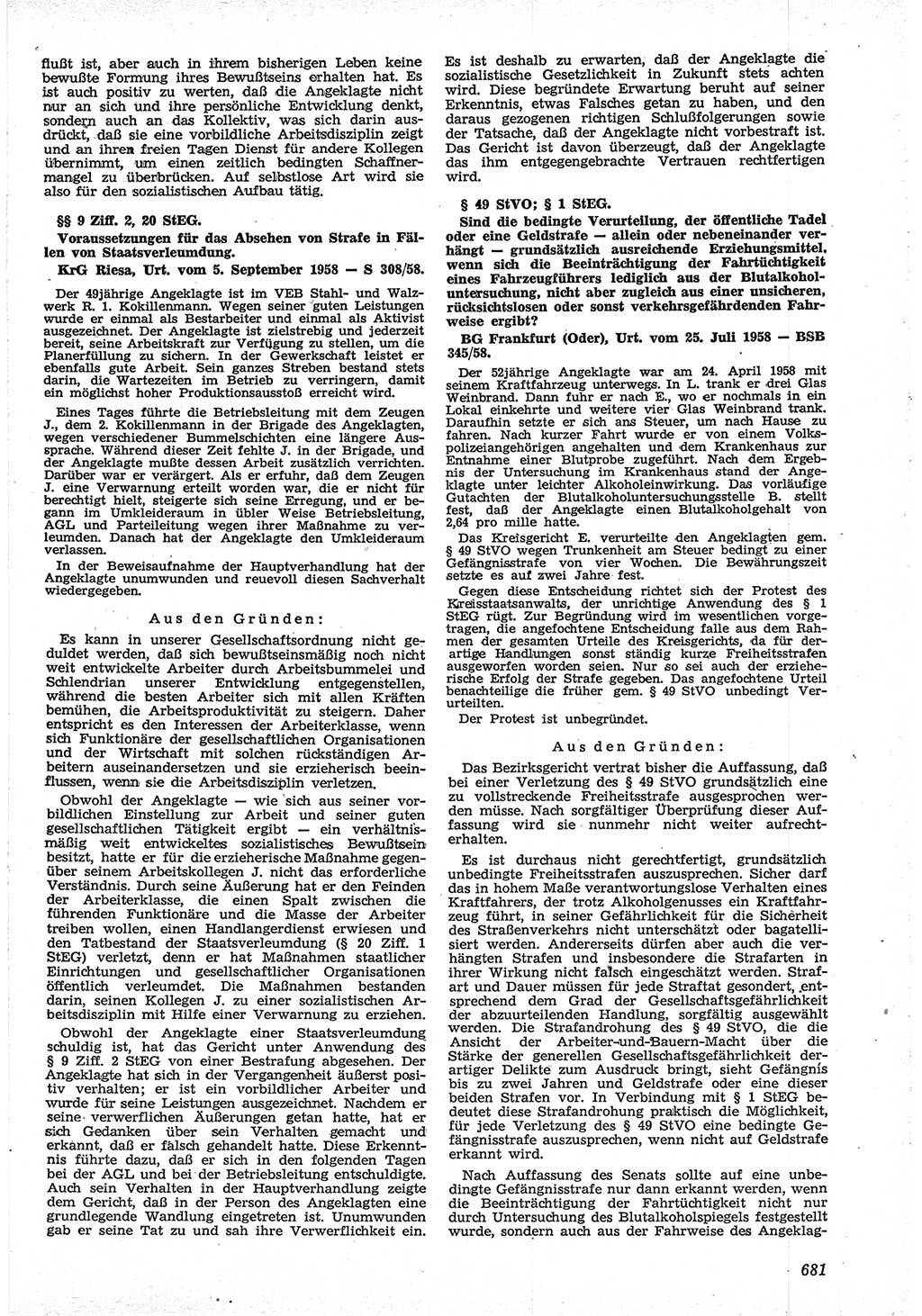 Neue Justiz (NJ), Zeitschrift für Recht und Rechtswissenschaft [Deutsche Demokratische Republik (DDR)], 12. Jahrgang 1958, Seite 681 (NJ DDR 1958, S. 681)