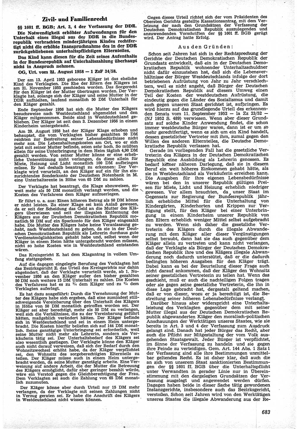 Neue Justiz (NJ), Zeitschrift für Recht und Rechtswissenschaft [Deutsche Demokratische Republik (DDR)], 12. Jahrgang 1958, Seite 683 (NJ DDR 1958, S. 683)