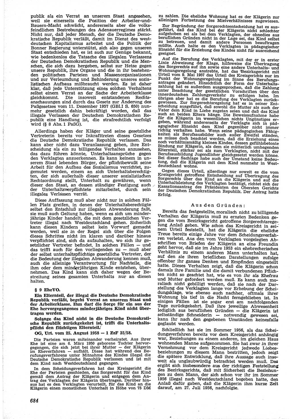 Neue Justiz (NJ), Zeitschrift für Recht und Rechtswissenschaft [Deutsche Demokratische Republik (DDR)], 12. Jahrgang 1958, Seite 684 (NJ DDR 1958, S. 684)