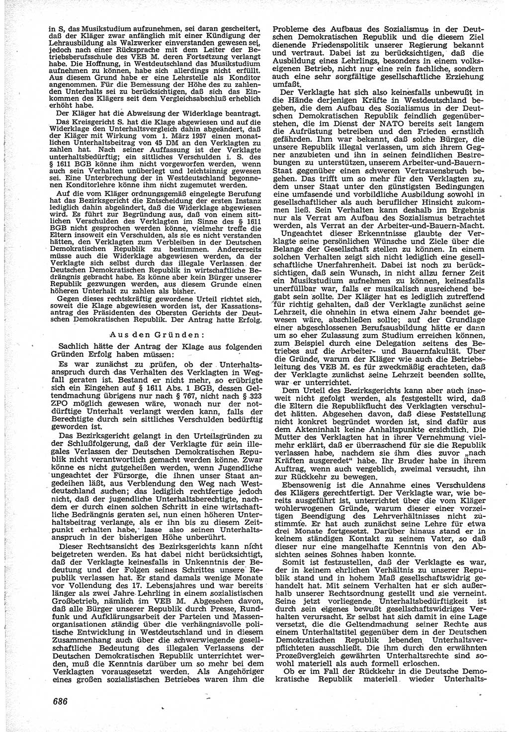 Neue Justiz (NJ), Zeitschrift für Recht und Rechtswissenschaft [Deutsche Demokratische Republik (DDR)], 12. Jahrgang 1958, Seite 686 (NJ DDR 1958, S. 686)