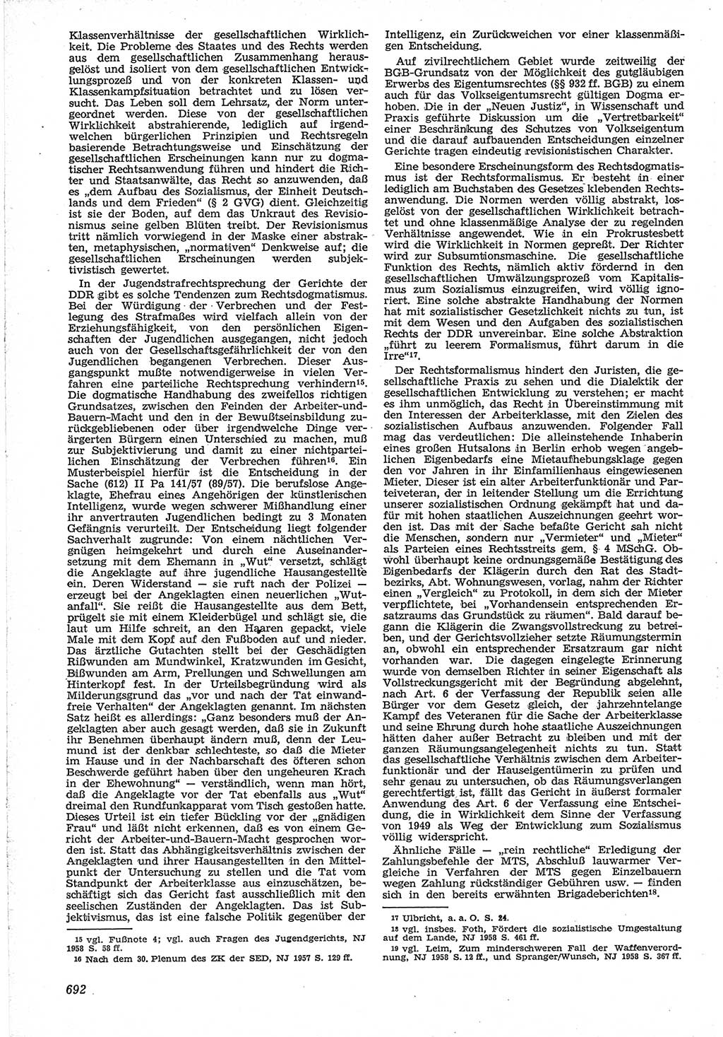 Neue Justiz (NJ), Zeitschrift für Recht und Rechtswissenschaft [Deutsche Demokratische Republik (DDR)], 12. Jahrgang 1958, Seite 692 (NJ DDR 1958, S. 692)