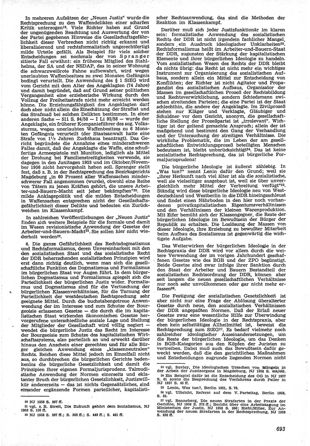 Neue Justiz (NJ), Zeitschrift für Recht und Rechtswissenschaft [Deutsche Demokratische Republik (DDR)], 12. Jahrgang 1958, Seite 693 (NJ DDR 1958, S. 693)