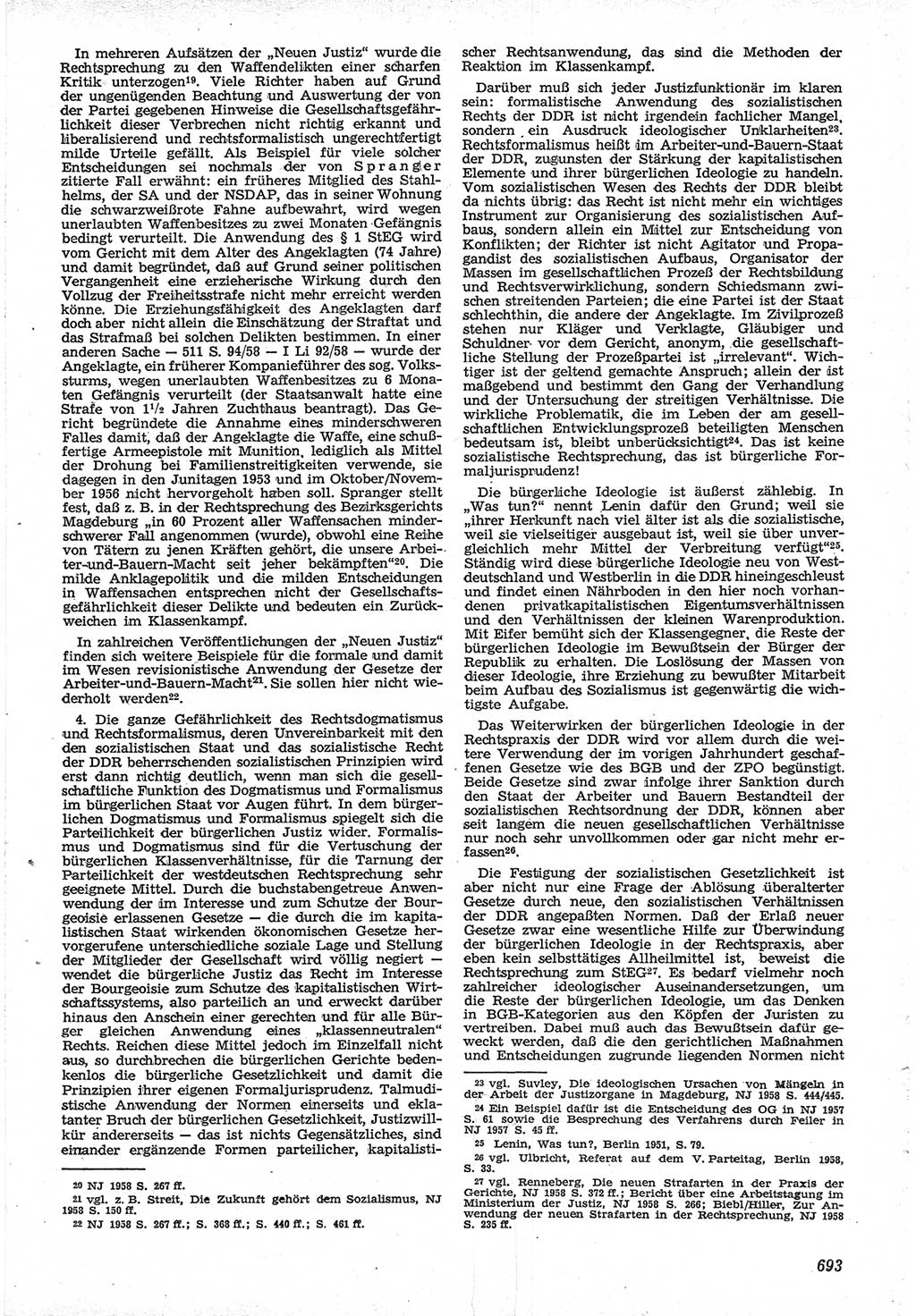 Neue Justiz (NJ), Zeitschrift für Recht und Rechtswissenschaft [Deutsche Demokratische Republik (DDR)], 12. Jahrgang 1958, Seite 693 (NJ DDR 1958, S. 693)