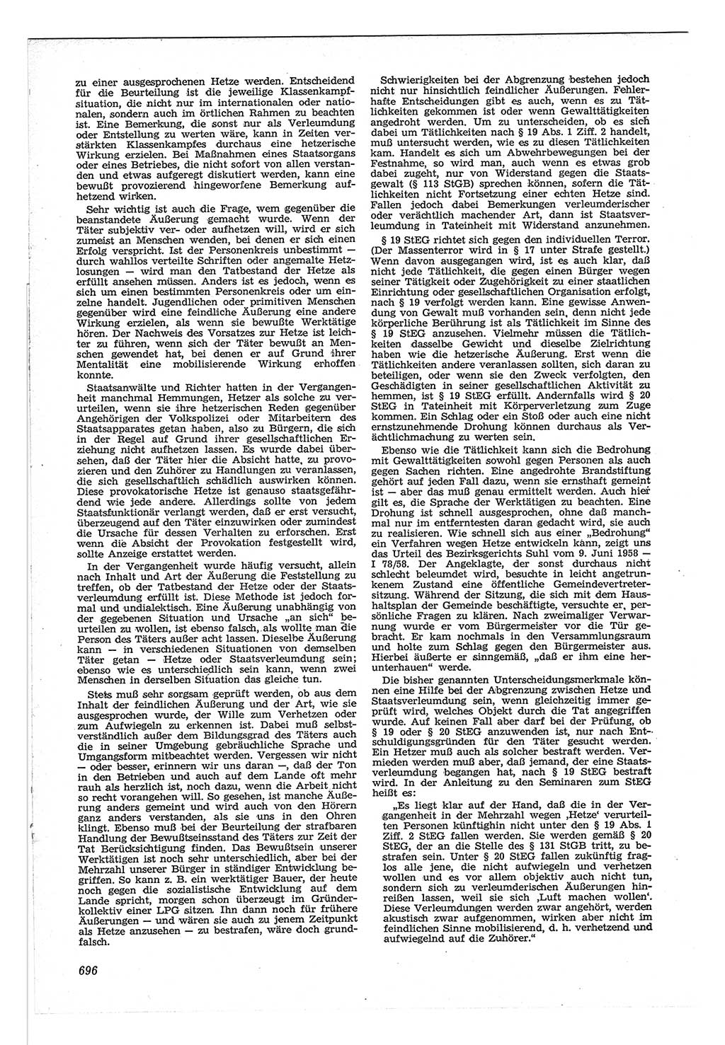 Neue Justiz (NJ), Zeitschrift für Recht und Rechtswissenschaft [Deutsche Demokratische Republik (DDR)], 12. Jahrgang 1958, Seite 696 (NJ DDR 1958, S. 696)