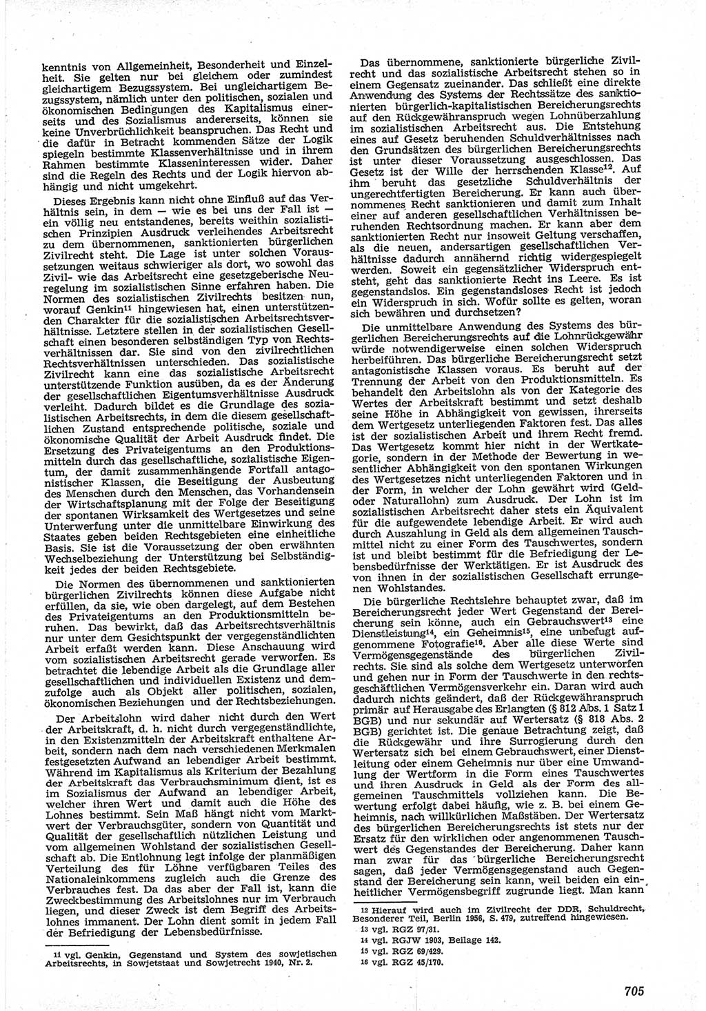 Neue Justiz (NJ), Zeitschrift für Recht und Rechtswissenschaft [Deutsche Demokratische Republik (DDR)], 12. Jahrgang 1958, Seite 705 (NJ DDR 1958, S. 705)