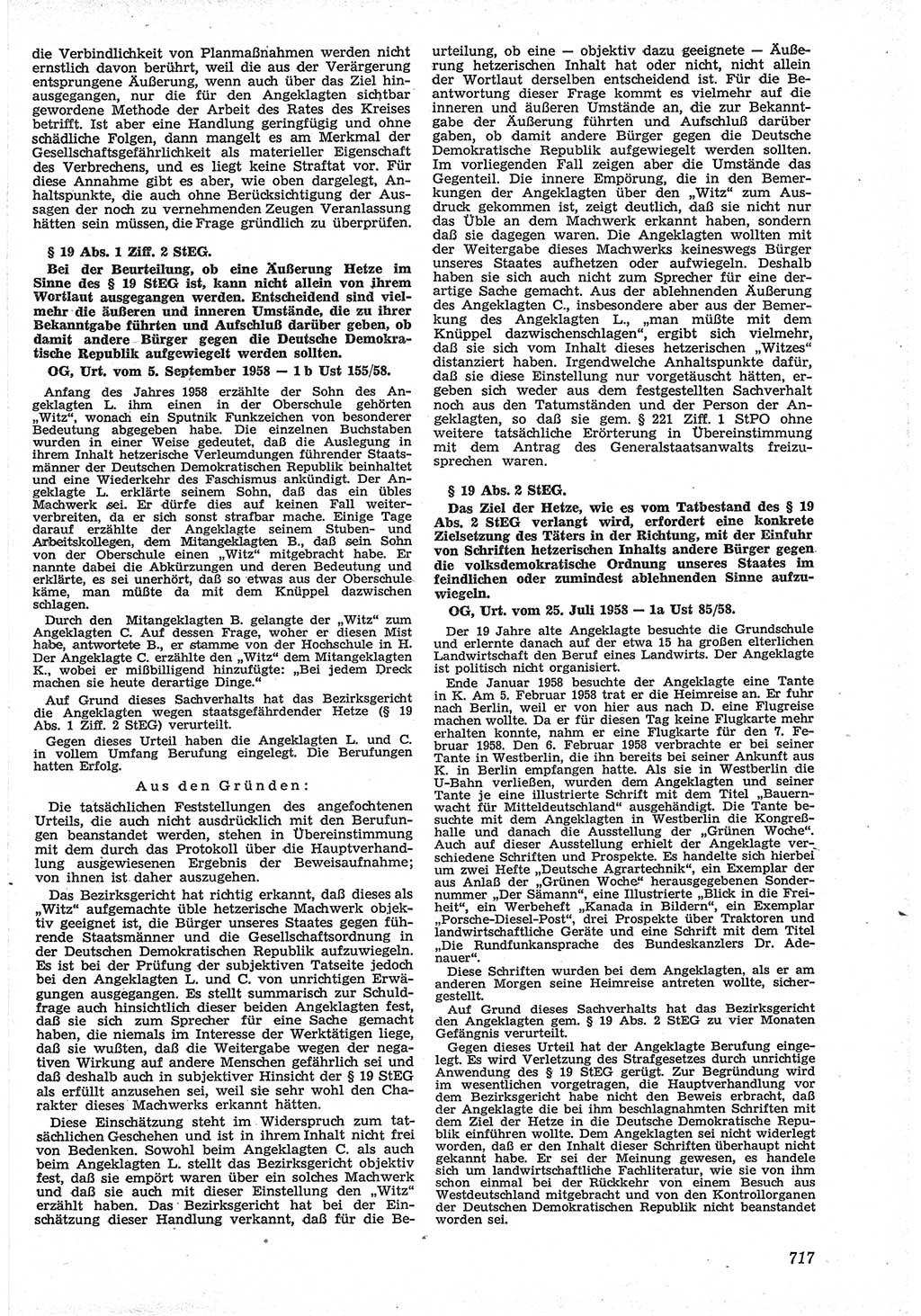 Neue Justiz (NJ), Zeitschrift für Recht und Rechtswissenschaft [Deutsche Demokratische Republik (DDR)], 12. Jahrgang 1958, Seite 717 (NJ DDR 1958, S. 717)