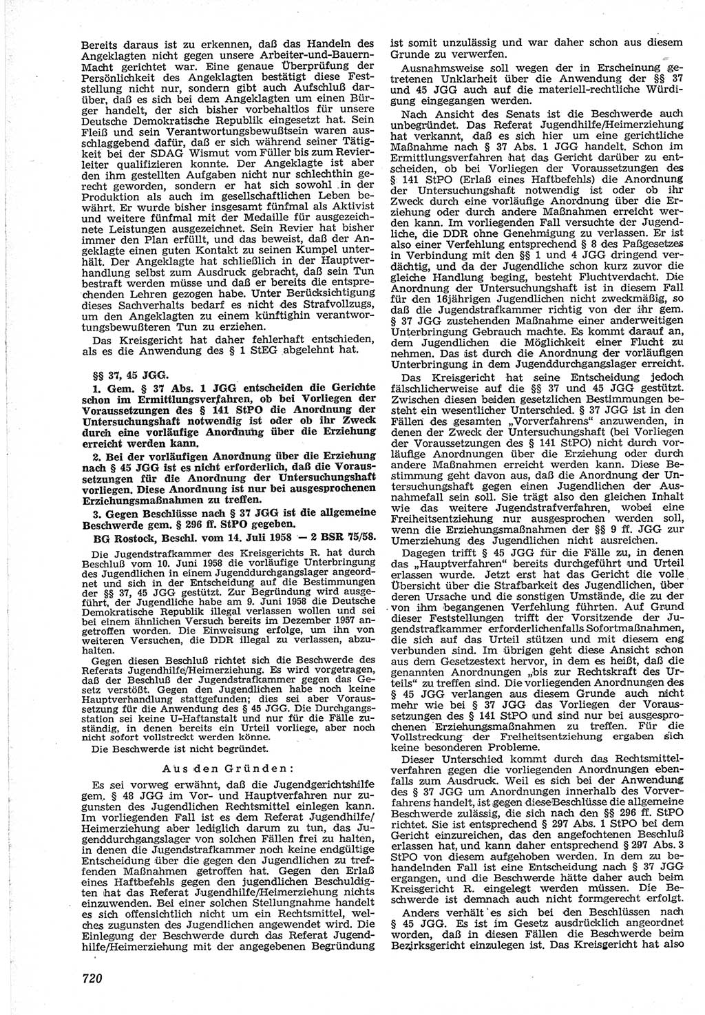 Neue Justiz (NJ), Zeitschrift für Recht und Rechtswissenschaft [Deutsche Demokratische Republik (DDR)], 12. Jahrgang 1958, Seite 720 (NJ DDR 1958, S. 720)