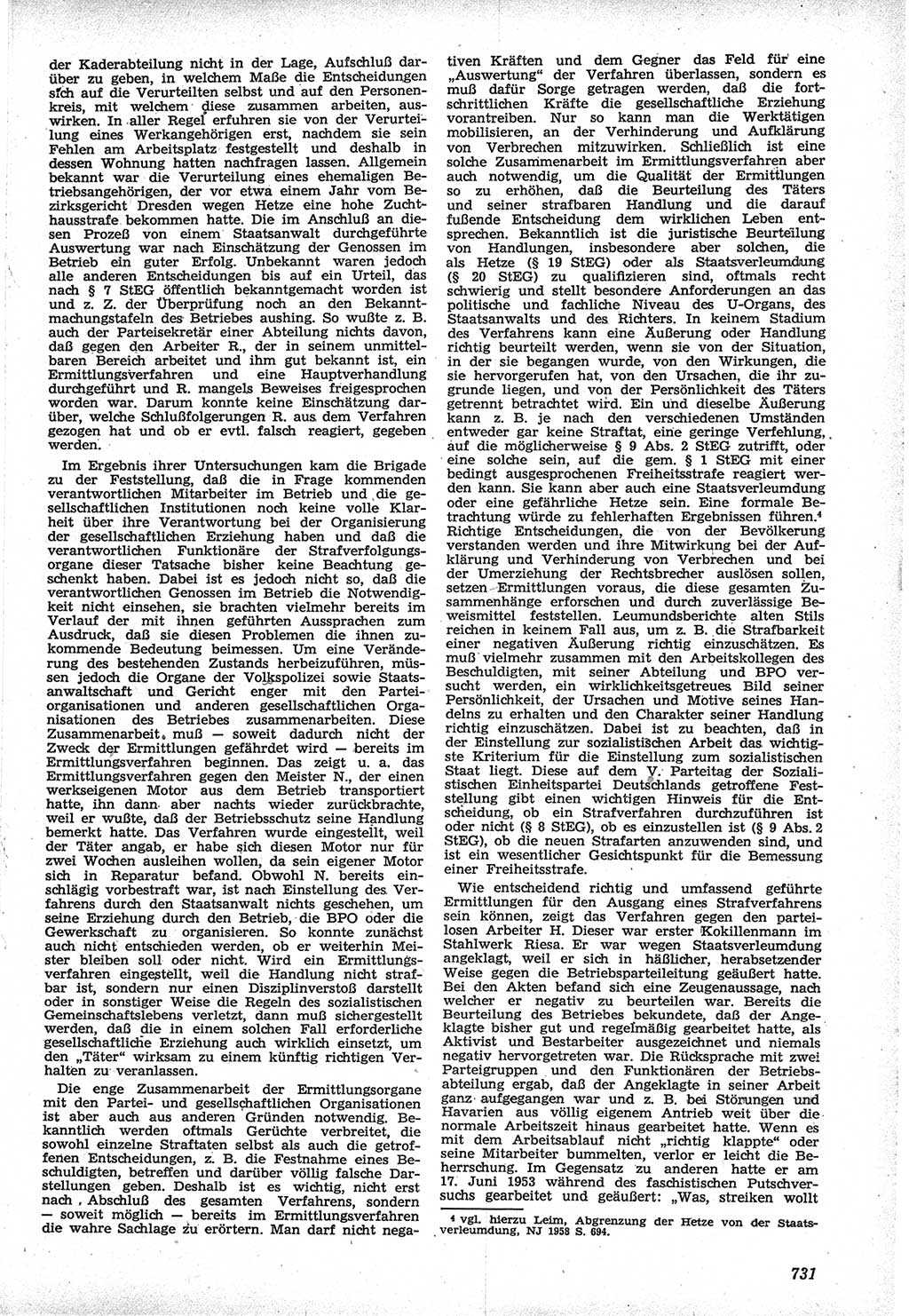 Neue Justiz (NJ), Zeitschrift für Recht und Rechtswissenschaft [Deutsche Demokratische Republik (DDR)], 12. Jahrgang 1958, Seite 731 (NJ DDR 1958, S. 731)