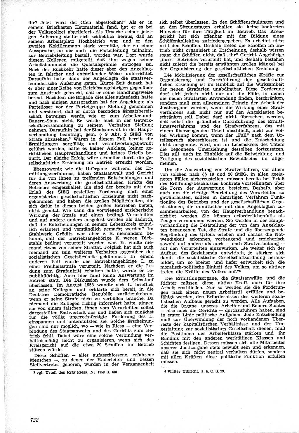 Neue Justiz (NJ), Zeitschrift für Recht und Rechtswissenschaft [Deutsche Demokratische Republik (DDR)], 12. Jahrgang 1958, Seite 732 (NJ DDR 1958, S. 732)
